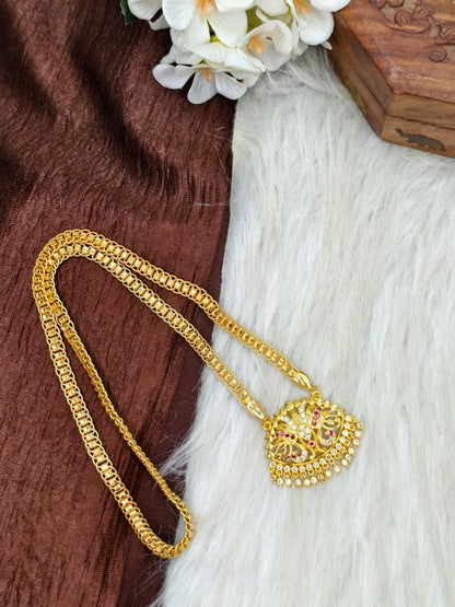 ✨ Stone Dollar Matte Finish Chain – Gold Plated Jewellery for Women✨