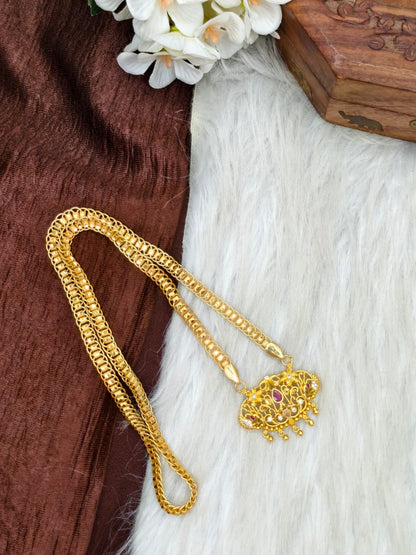✨ Stone Dollar Matte Finish Chain – Gold Plated Jewellery for Women✨
