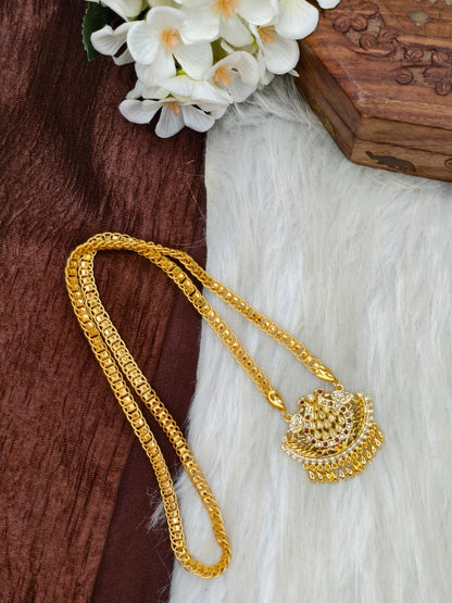 ✨ Stone Dollar Matte Finish Chain – Gold Plated Jewellery for Women✨