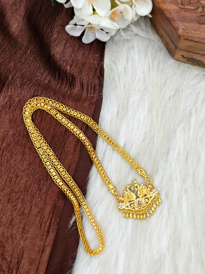 ✨ Stone Dollar Matte Finish Chain – Gold Plated Jewellery for Women✨