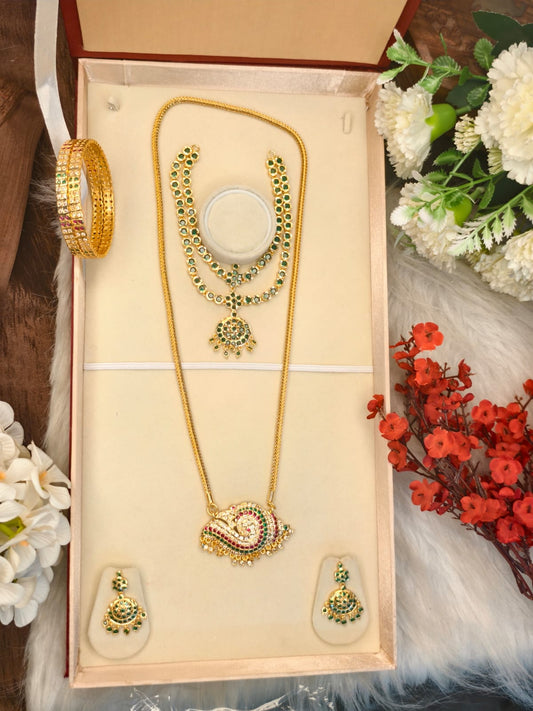 Women Impone Chain Collection Combo – 1 Gram Gold Plated Traditional Jewelry Set