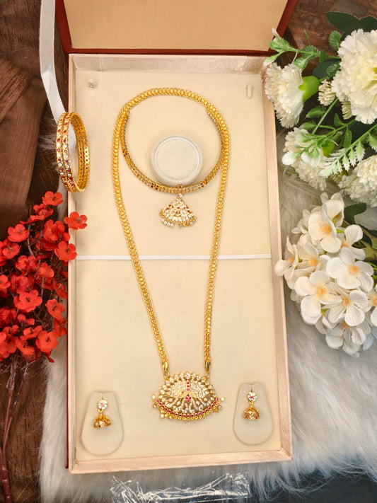 Women Impone Chain Collection Combo – 1 Gram Gold Plated Traditional Jewelry Set
