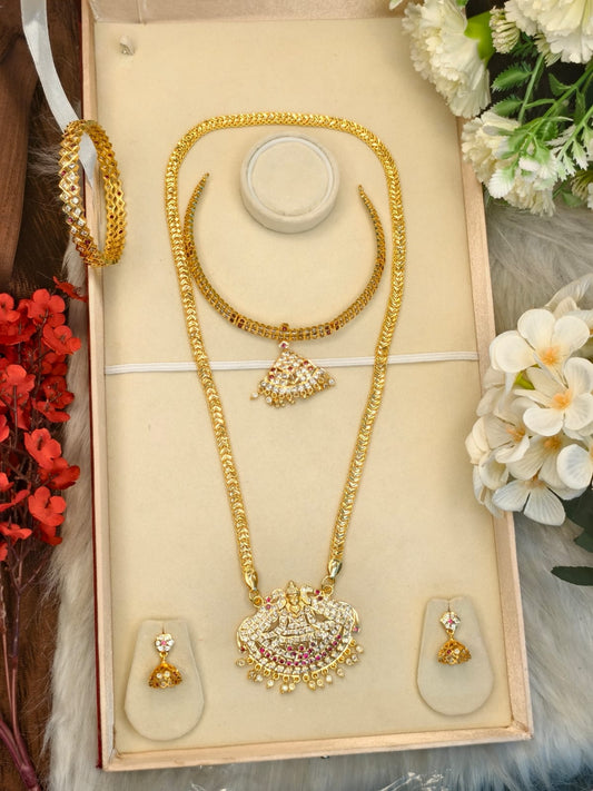Women Impone Chain Collection Combo – 1 Gram Gold Plated Traditional Jewelry Set
