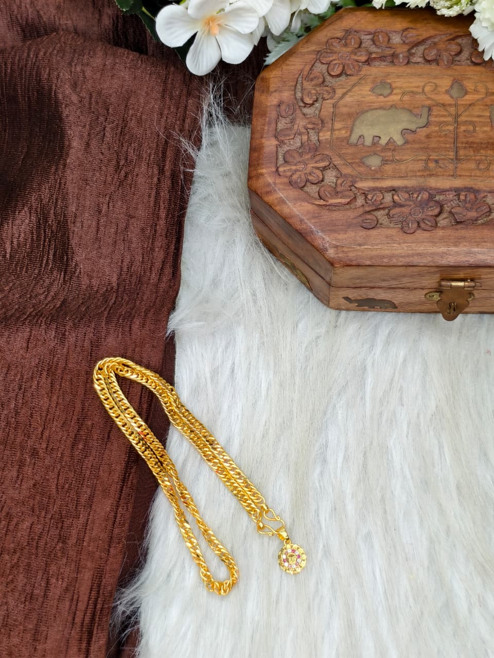 ✨ Elegant 1 Gram Gold-Plated Women’s Chain | 18 Inch Lightweight Necklace Model-9 ✨