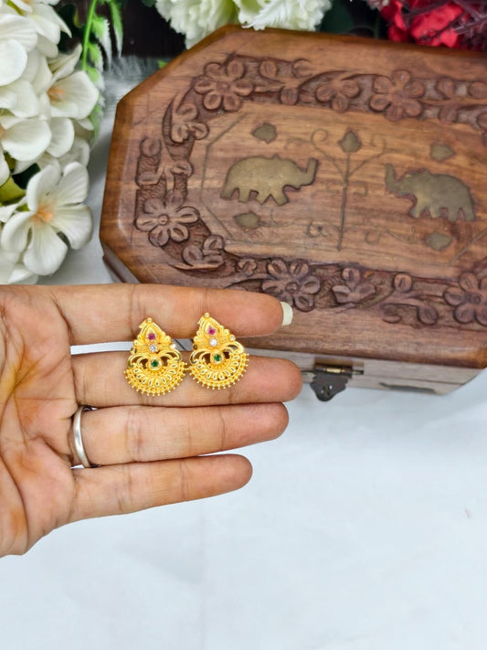 Vesiri Model Earrings for Women | Traditional Temple Design | Premium Gold Finish | Lightweight Party & Wedding Wear