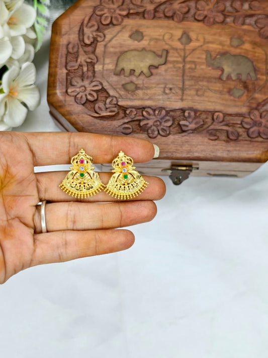 Vesiri Model Earrings for Women | Traditional Temple Design | Premium Gold Finish | Lightweight Party & Wedding Wear
