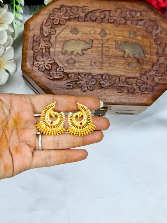 Vesiri Model Earrings for Women | Traditional Temple Design | Premium Gold Finish | Lightweight Party & Wedding Wear