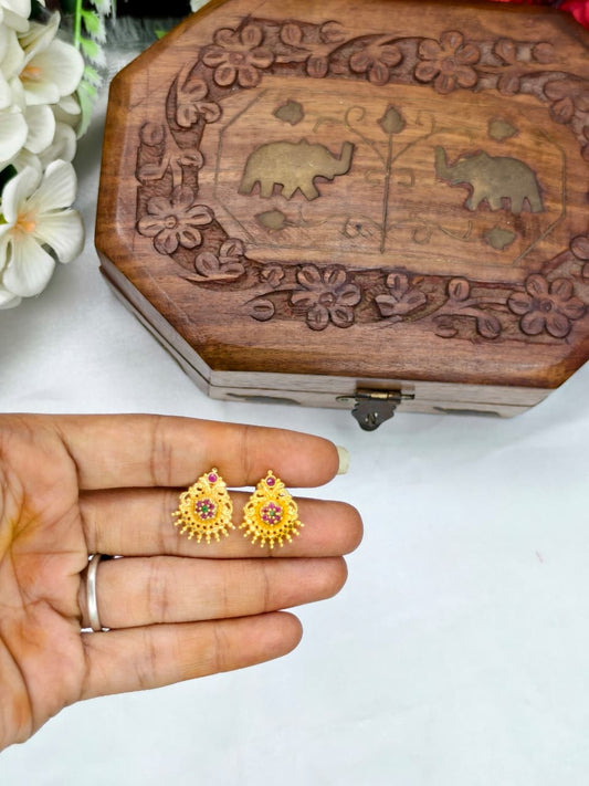 Vesiri Model Earrings for Women | Traditional Temple Design | Premium Gold Finish | Lightweight Party & Wedding Wear