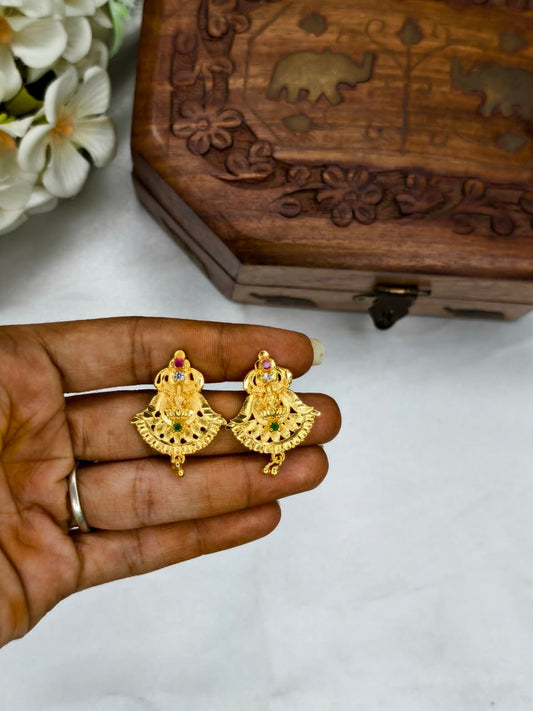 Vesiri Model Earrings for Women | Traditional Temple Design | Premium Gold Finish | Lightweight Party & Wedding Wear