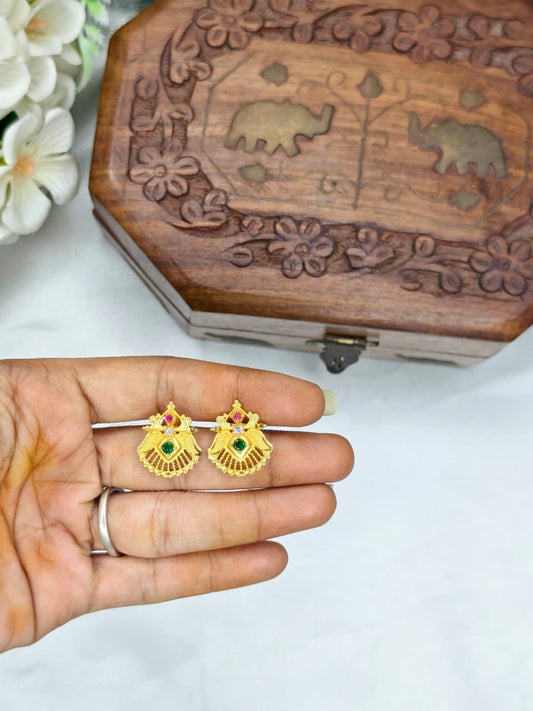 Vesiri Model Earrings for Women | Traditional Temple Design | Premium Gold Finish | Lightweight Party & Wedding Wear