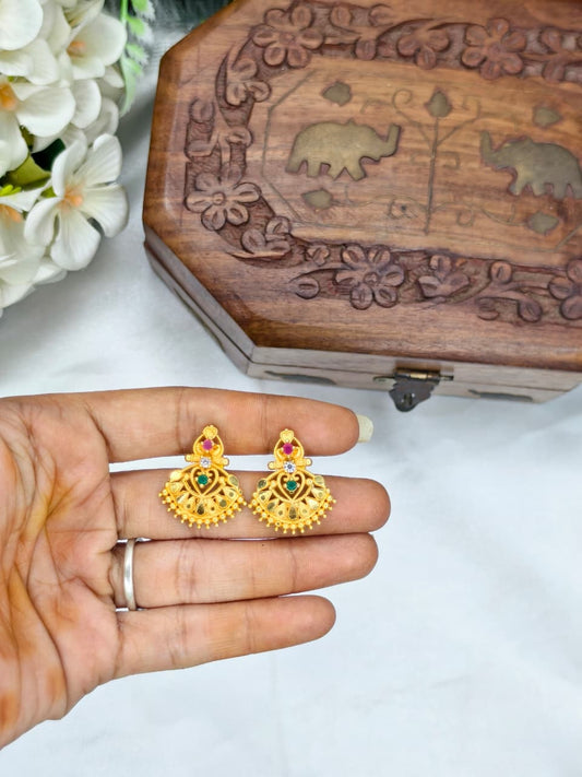 Vesiri Model Earrings for Women | Traditional Temple Design | Premium Gold Finish | Lightweight Party & Wedding Wear