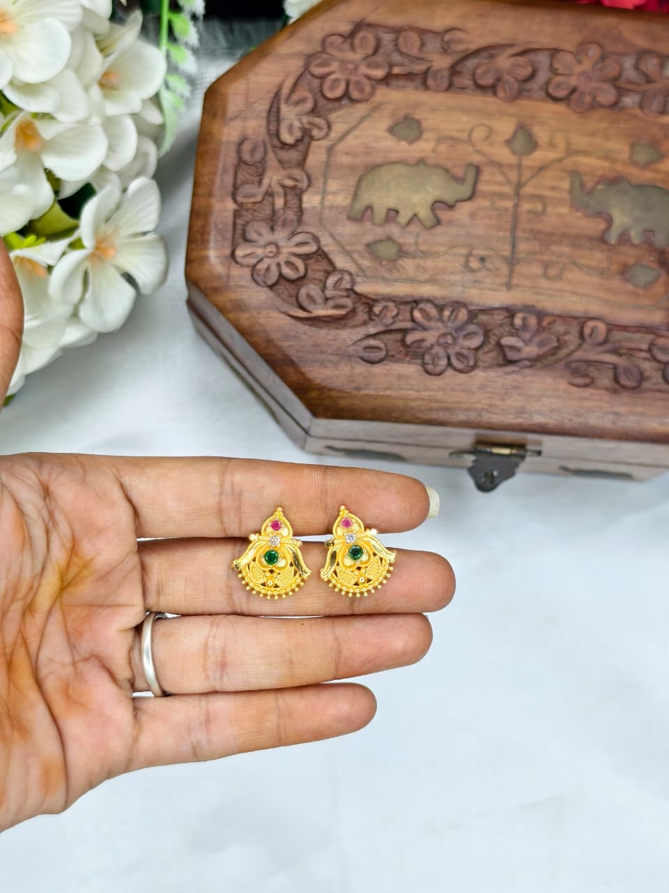 Vesiri Model Earrings for Women | Traditional Temple Design | Premium Gold Finish | Lightweight Party & Wedding Wear