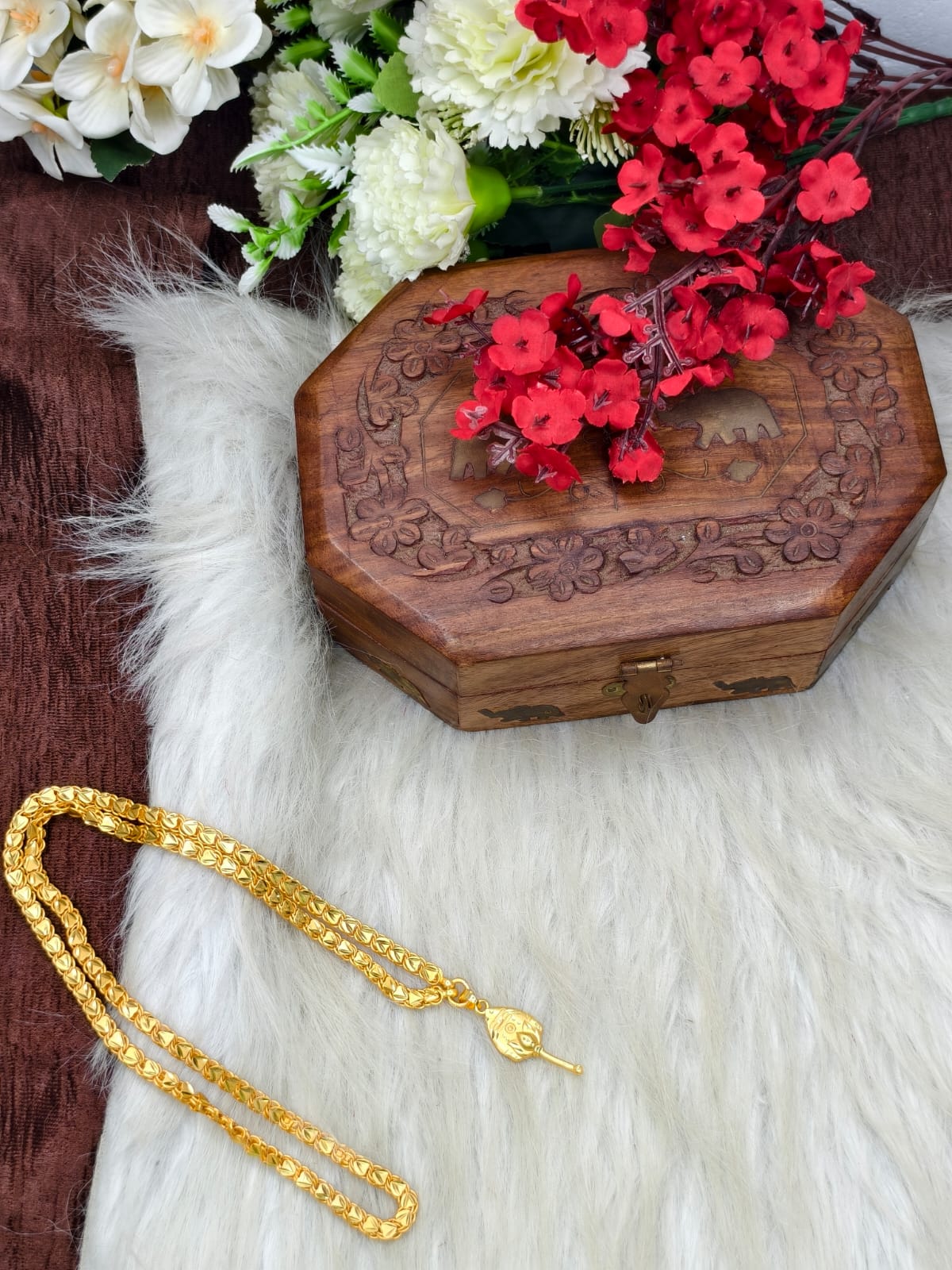 Forming matte finished (1Gram gold plated) Heart  Chain With Doller