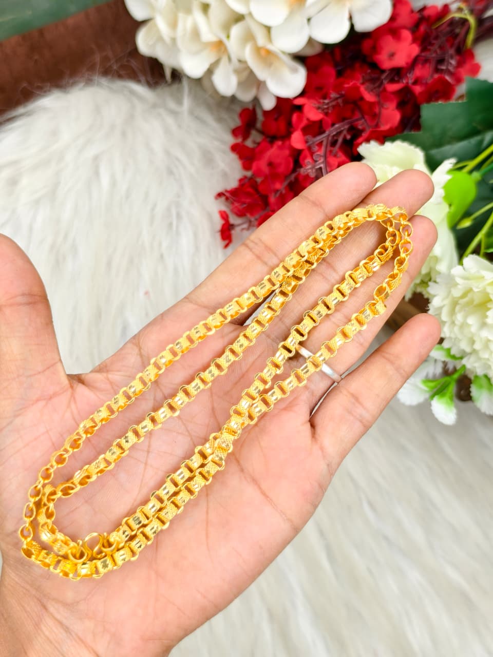 Forming matte finished (1Gram gold plated) Kundu Flat Model Chain