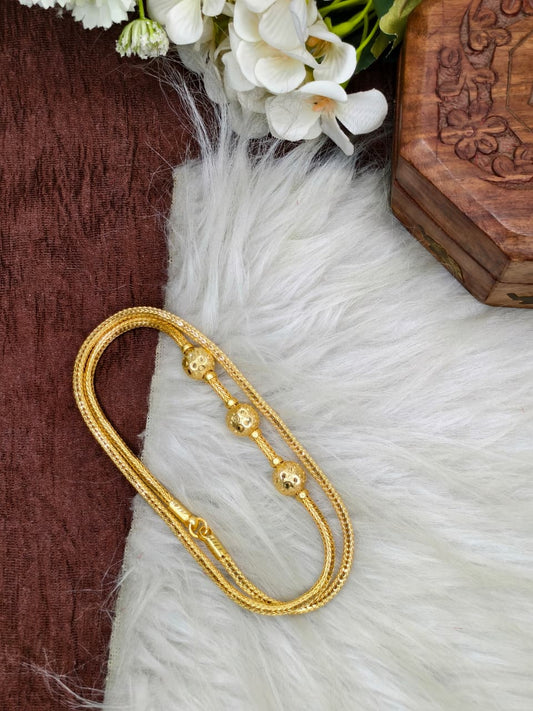 foming Mugappu chain (1Gram Gold plated) plain Big  Ball  Model Real gold looks