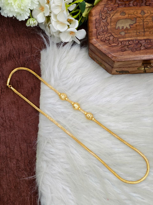 foming Mugappu chain (1Gram Gold plated) plain Big  Ball  Model Real gold looks