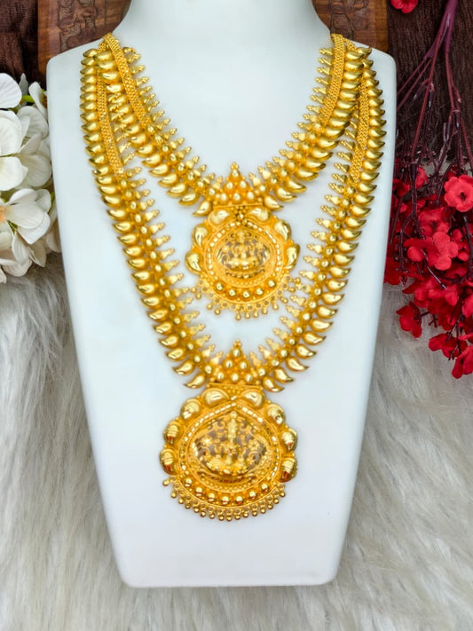 1 Gram Gold Plated Matte Finish Haram Necklace Combo for Women – Traditional Bridal Jewellery