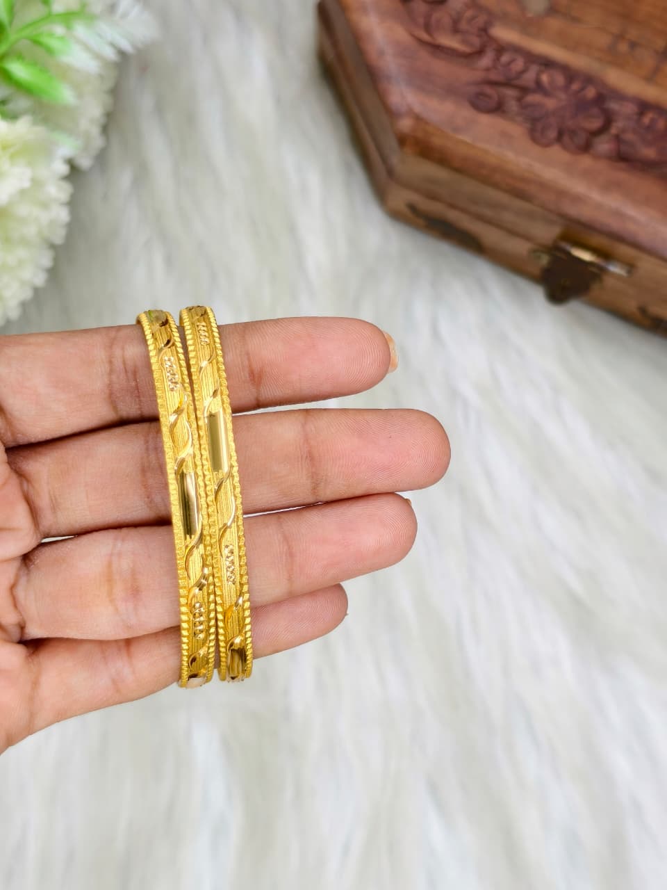 Foming-F-Star1-21 Stylish Women’s 1 Gram Gold Plated Bangles – Party & Daily Wear
