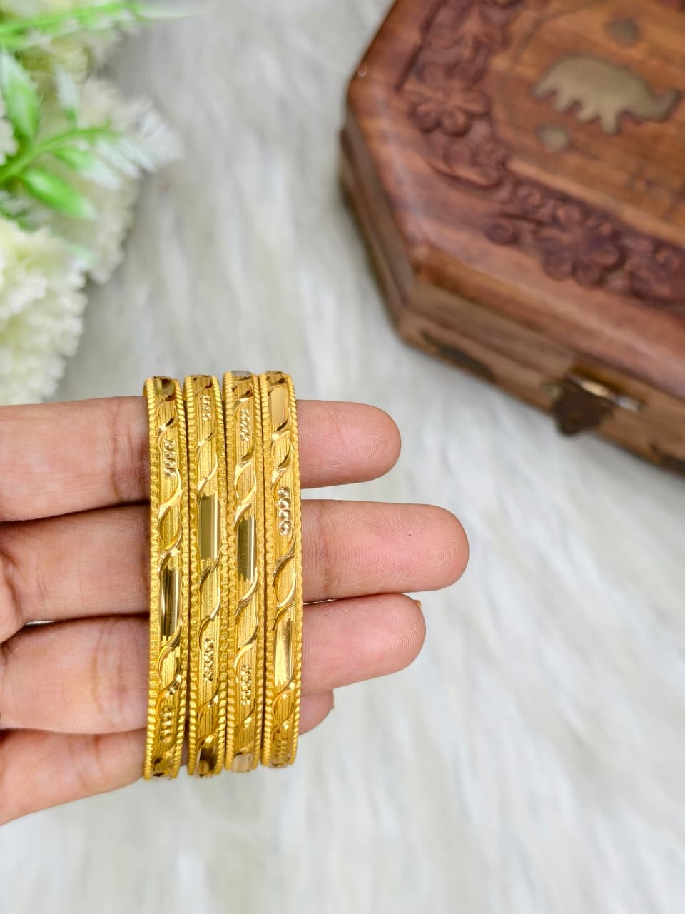 Foming-F-Star1-21 Stylish Women’s 1 Gram Gold Plated Bangles – Party & Daily Wear