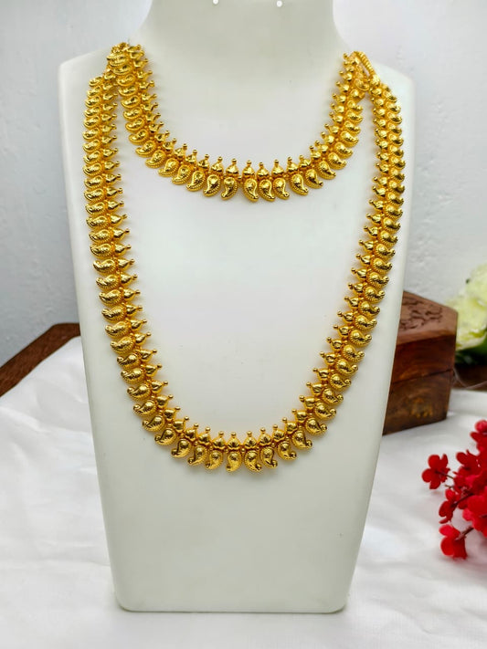 1 Gram Gold Plated Matte Finish Haram Necklace Combo for Women – Traditional Bridal Jewellery