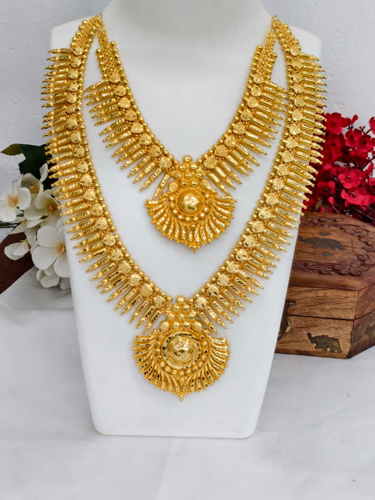 1 Gram Gold Plated Matte Finish Haram Necklace Combo for Women – Traditional Bridal Jewellery
