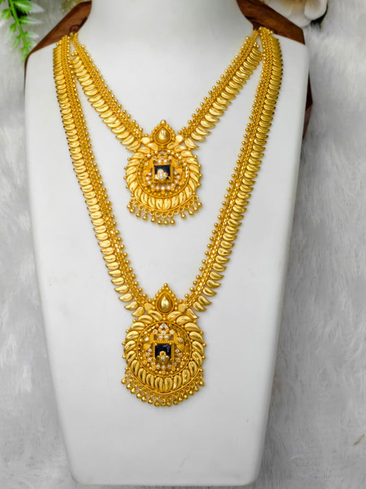1 Gram Gold Plated Matte Finish Haram Necklace Combo for Women – Traditional Bridal Jewellery