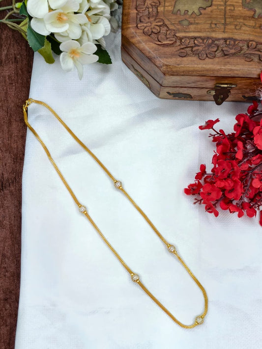 Foming Mugappu chain (1Gram Gold plated) Stone Model-11