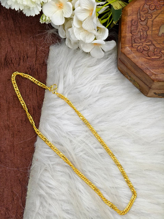 Trendy Unisex Matte Gold Short Chain for Men & Women – Lightweight Daily Wear Model-7