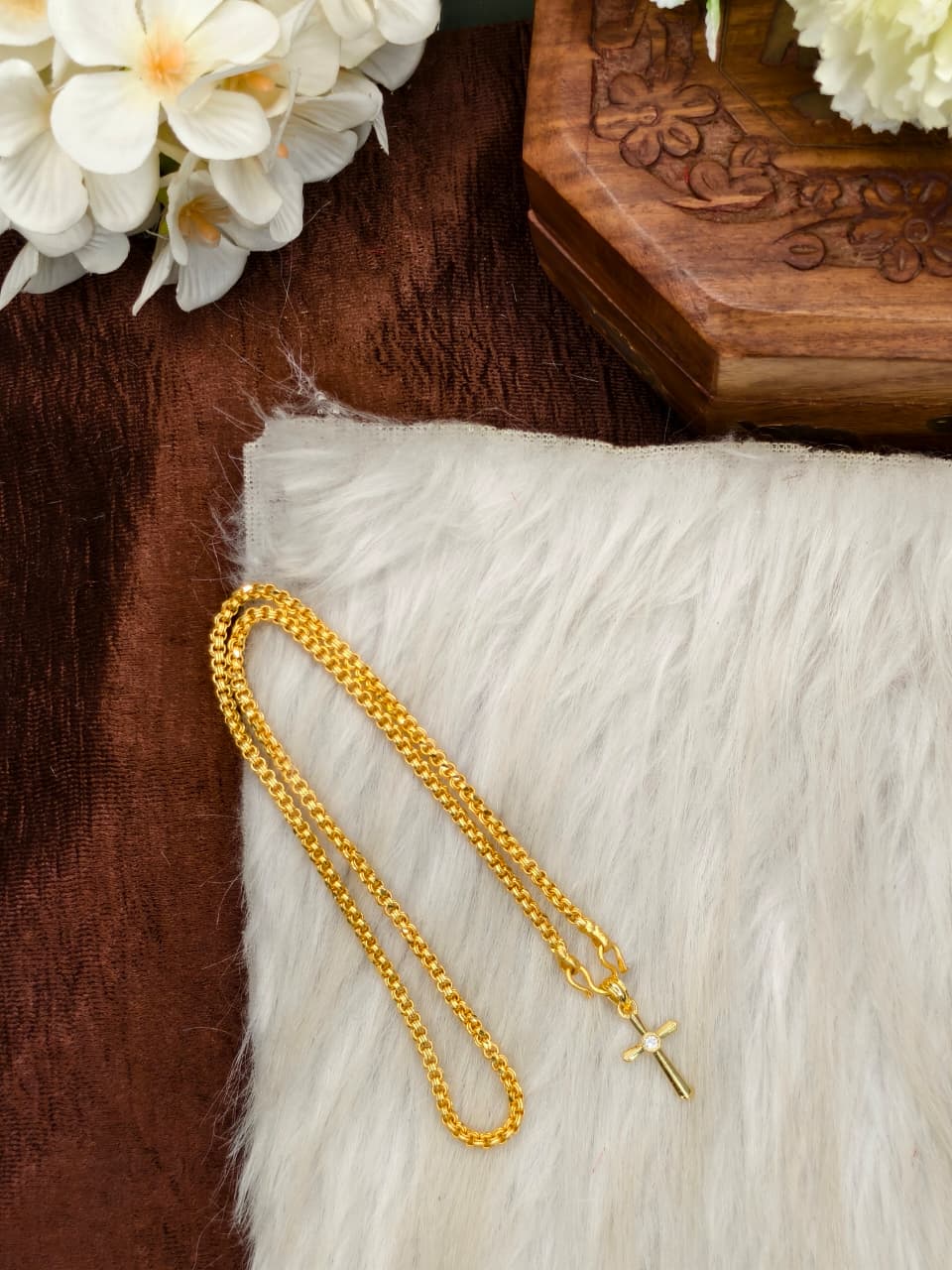 ✨Foming  Dollar Matte Finish Chain – Gold Plated Jewellery for Women✨