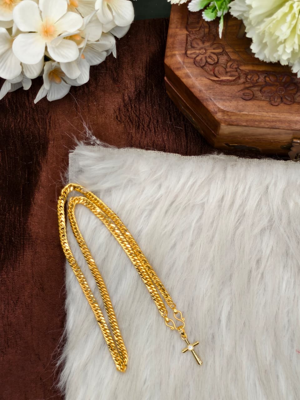 ✨Foming  Dollar Matte Finish Chain – Gold Plated Jewellery for Women✨