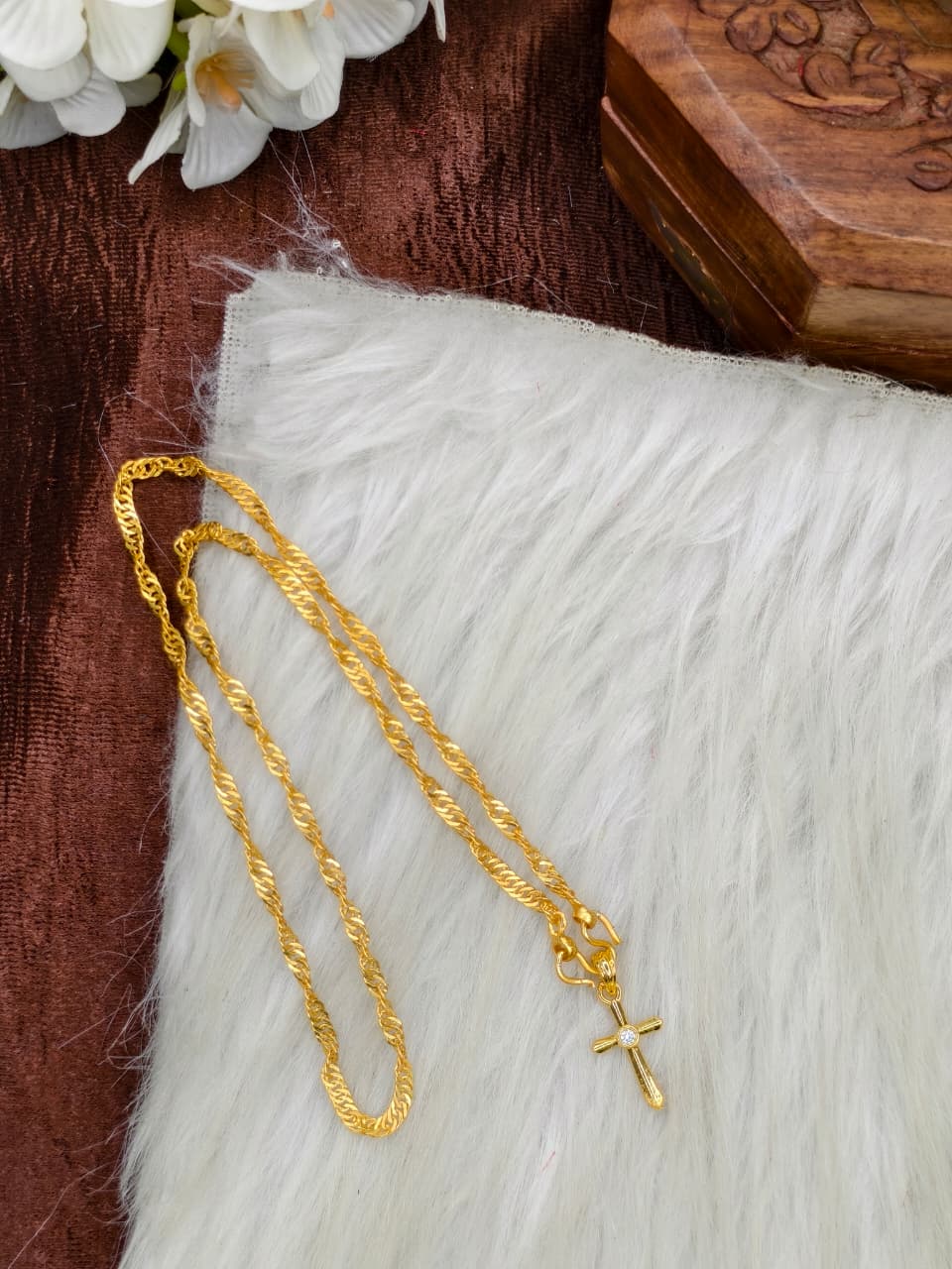 ✨Foming  Dollar Matte Finish Chain – Gold Plated Jewellery for Women✨