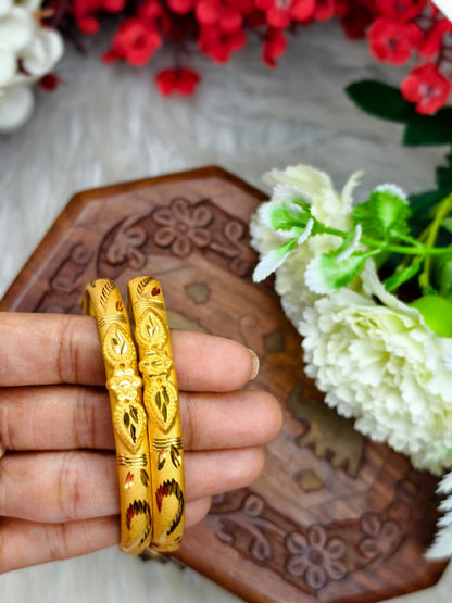 Foming-Leaf-14 Stylish Women’s 1 Gram Gold Plated Bangles – Party & Daily Wear