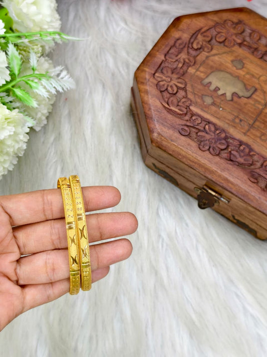 Foming-FM1-20 Stylish Women’s 1 Gram Gold Plated Bangles – Party & Daily Wear