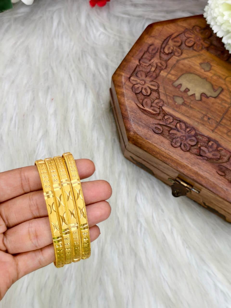 Foming-FM1-20 Stylish Women’s 1 Gram Gold Plated Bangles – Party & Daily Wear