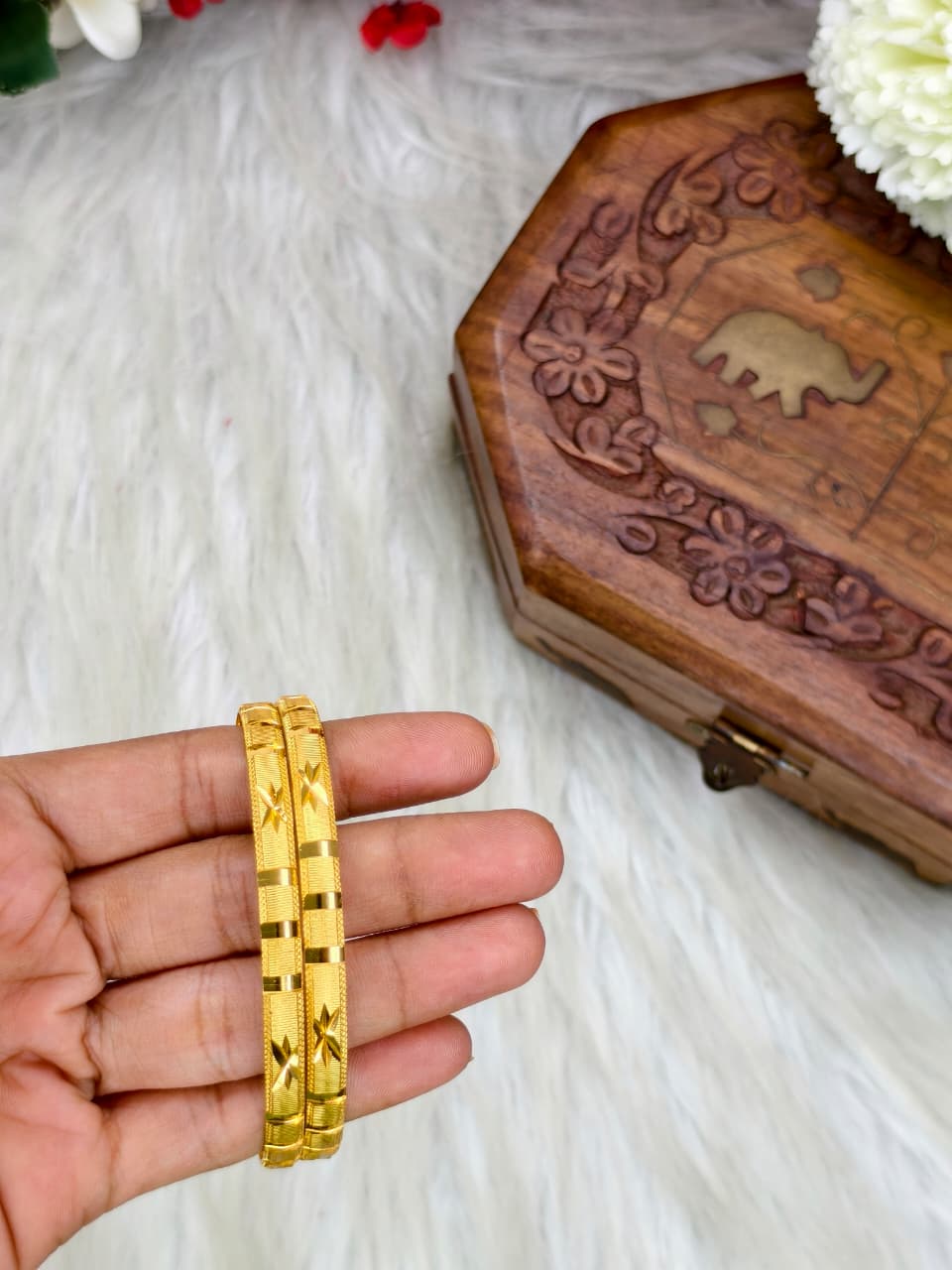 Foming-FM3-20 Stylish Women’s 1 Gram Gold Plated Bangles – Party & Daily Wear