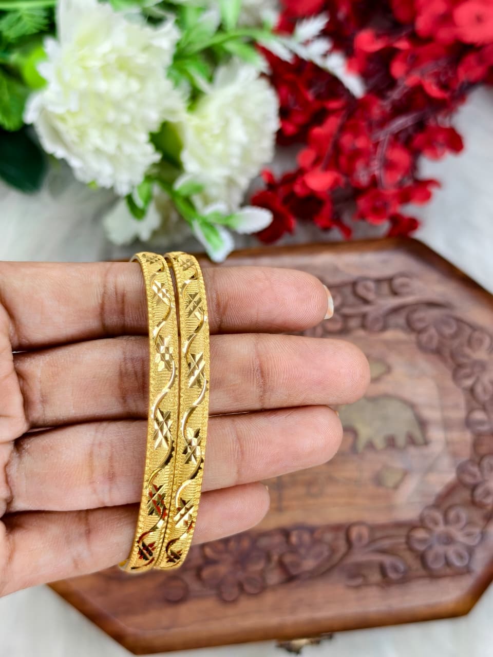 Foming-FM6-20 Stylish Women’s 1 Gram Gold Plated Bangles – Party & Daily Wear