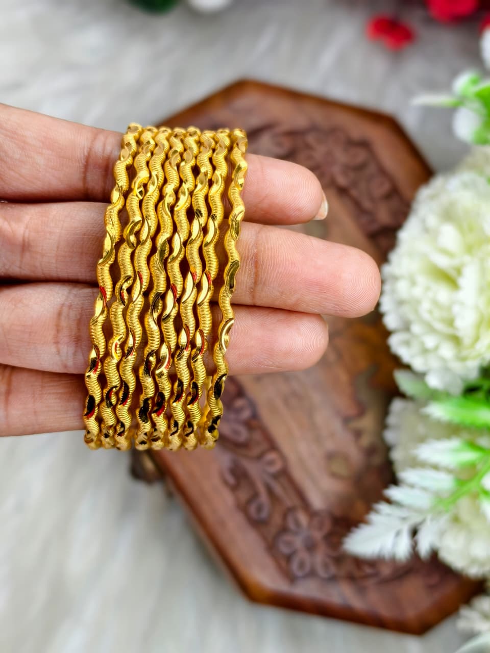 Foming Nelivu-T-1 Stylish Women’s 1 Gram Gold Plated Bangles – Party & Daily Wear
