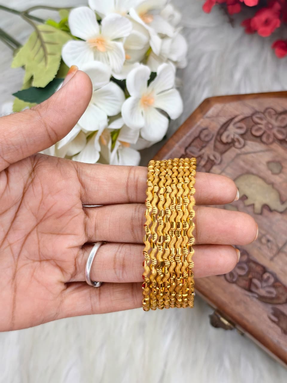Foming Nelivu-N-7 Stylish Women’s 1 Gram Gold Plated Bangles – Party & Daily Wear