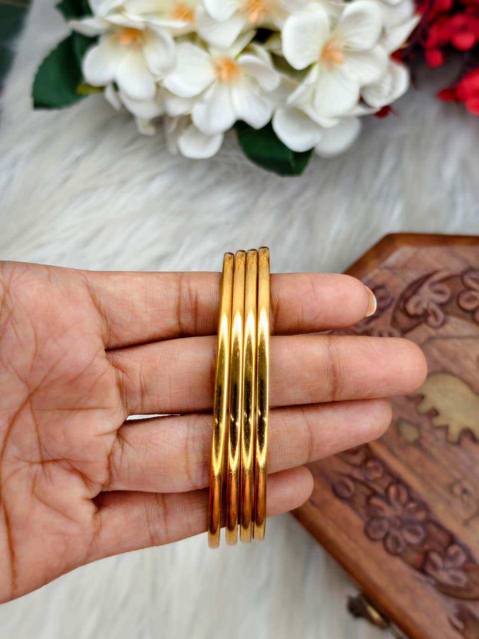 Foming-plain-12 Stylish Women’s 1 Gram Gold Plated Bangles – Party & Daily Wear