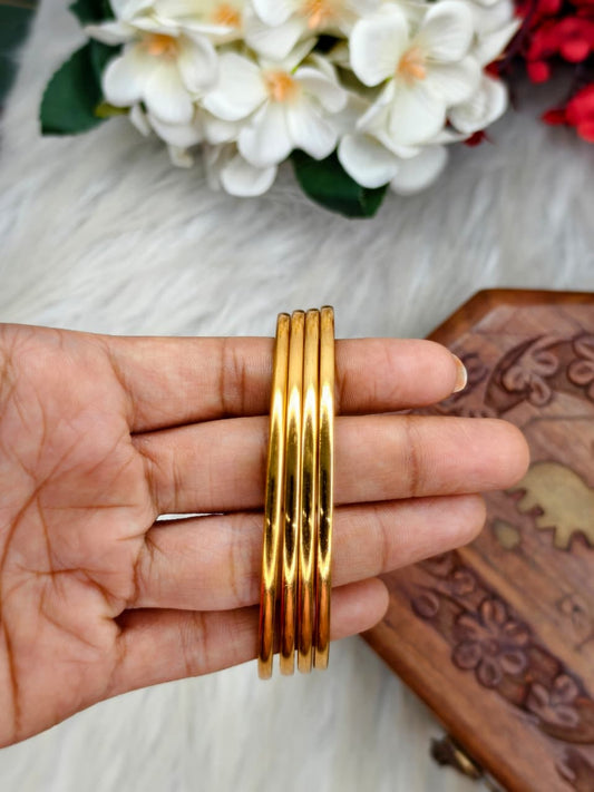 Foming-plain-12 Stylish Women’s 1 Gram Gold Plated Bangles – Party & Daily Wear