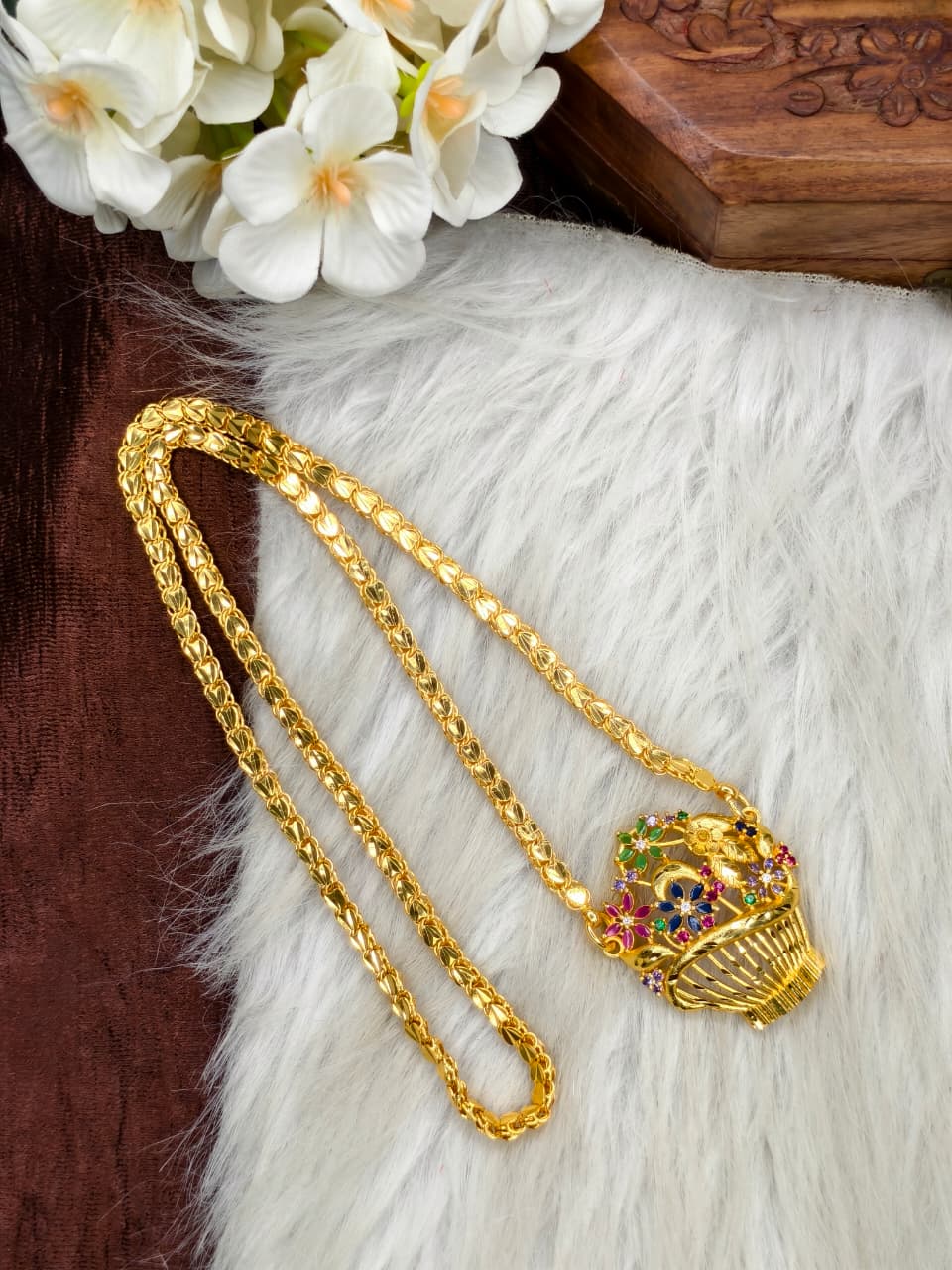 ✨plain  Dollar Matte Finish Chain – Gold Plated Jewellery for Women✨