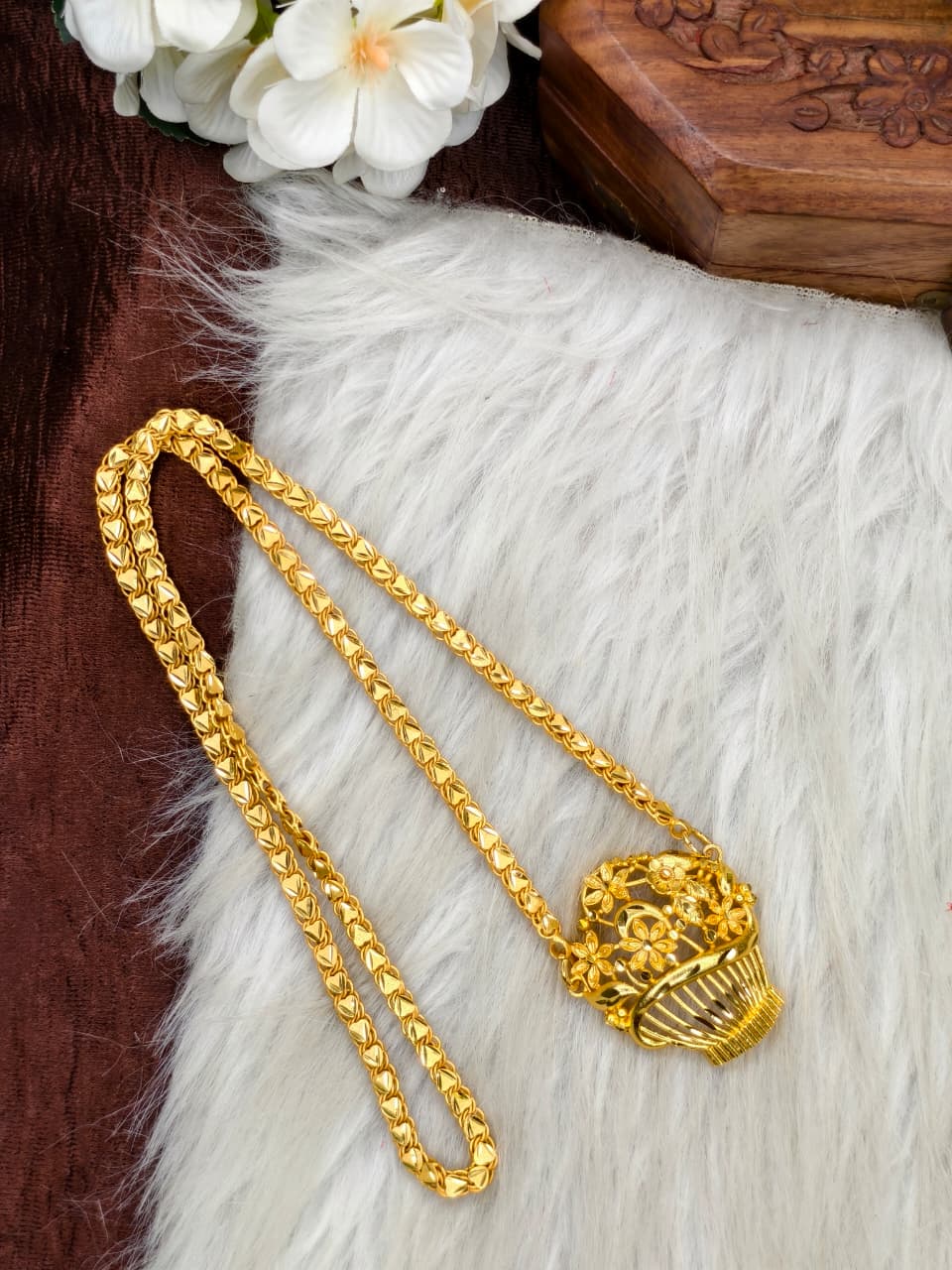 ✨plain  Dollar Matte Finish Chain – Gold Plated Jewellery for Women✨