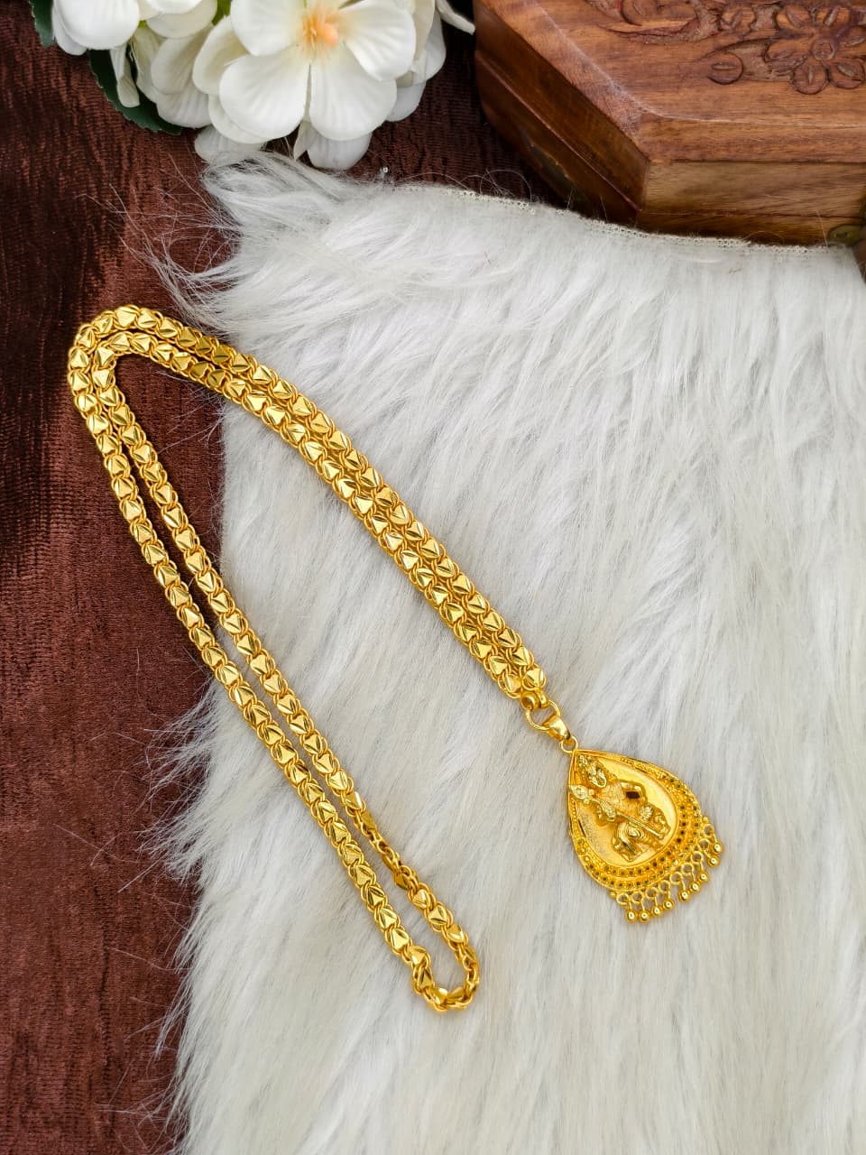 ✨plain  Dollar Matte Finish Chain – Gold Plated Jewellery for Women✨