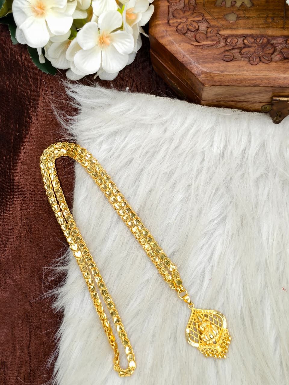 ✨plain  Dollar Matte Finish Chain – Gold Plated Jewellery for Women✨
