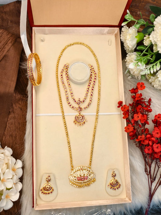 Women Impone Chain Collection Combo – 1 Gram Gold Plated Traditional Jewelry Set