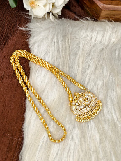 Women Impone Stone Dollar Chain with Gold Plated Finish