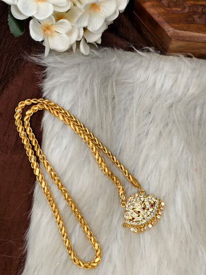 Women Impone Stone Dollar Chain with Gold Plated Finish