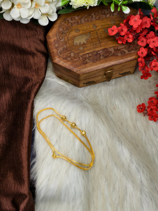 Foming Mugappu chain (1Gram Gold plated) plain Model Real gold look