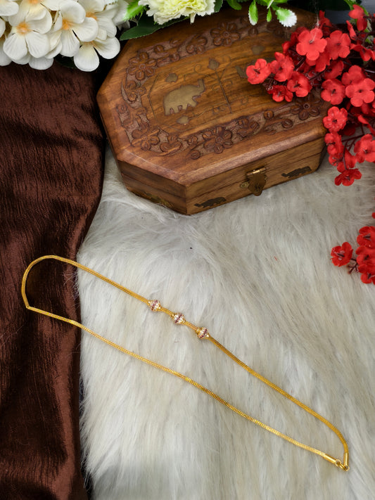 Foming Mugappu chain (1Gram Gold plated) Stone Model