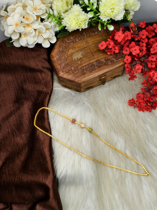 Foming Mugappu chain (1Gram Gold plated) Stone Model